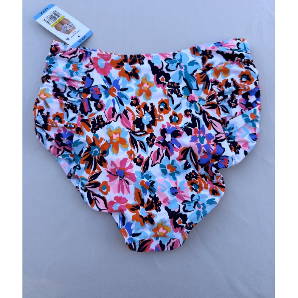 Anne Cole Floral High Waisted Ruched Bikini Bottoms UPF 50 NWT Large - Picture 4 of 8